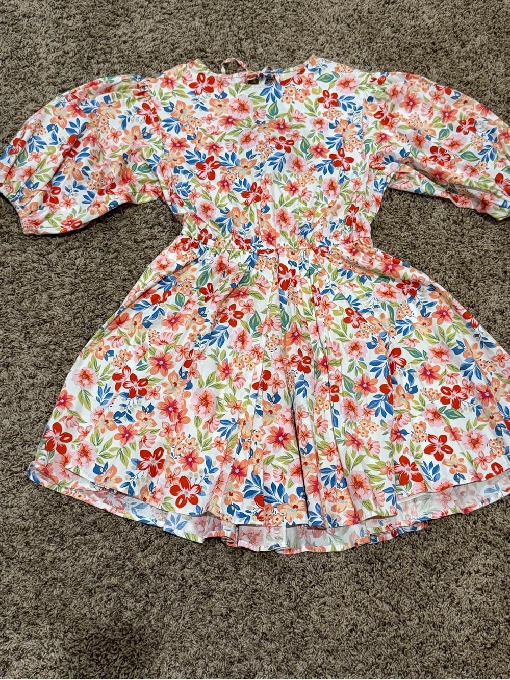 Floral Puff Sleeve Sundress in Multicolor